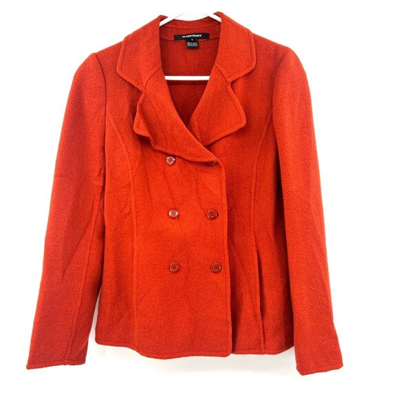 Ellen Tracy Boiled Wool Orange Blazer Sweater Women's 4 - Picture 1 of 4